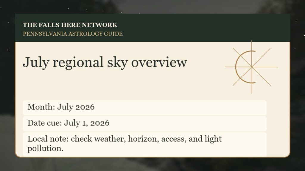 Regional sky detail for Pennsylvania Monthly Sky Overview: July 2026.